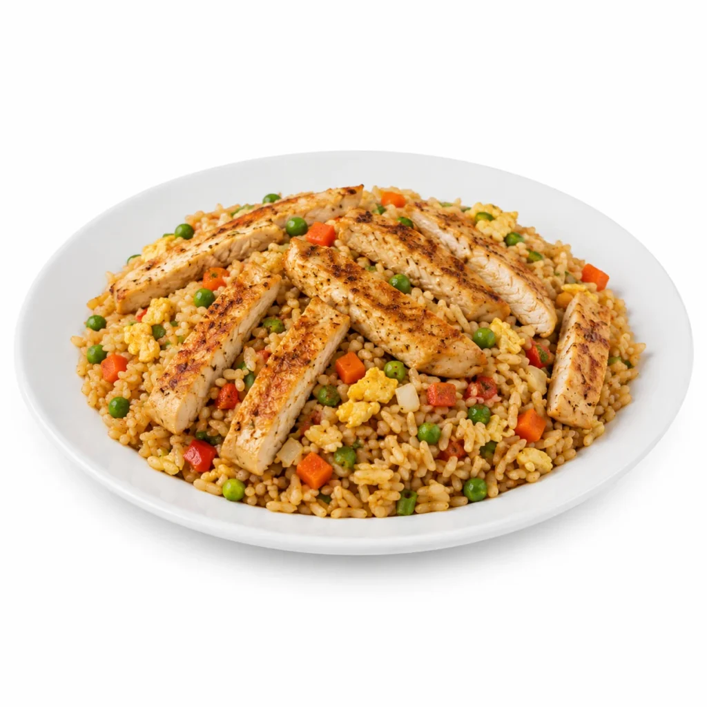 Fried rice with chicken strips from A+G International Cuisine